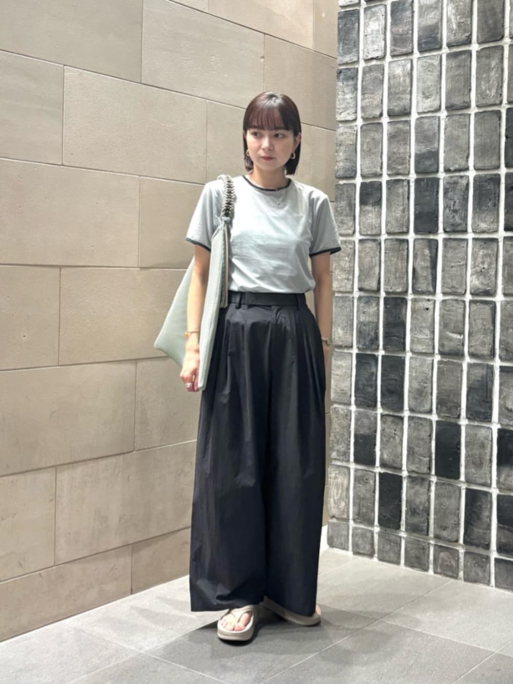 ビューティーアンドユース　コットンナイロン ワイドタックパンツ S コットンナイロン ワイドタックパンツ ―ウォッシャブル―