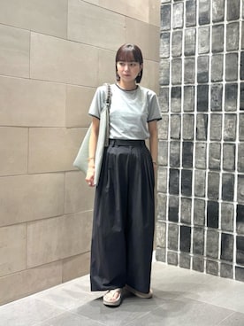 コットンナイロン ワイドタックパンツ -ウォッシャブル-を使った