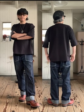 「WESCO（ウエスコ）のアイテム（ブーツ、ブラウン系）」を使った、86yamaさん（メンズ・172cm）の秋コーディネート