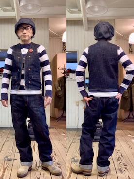 「アイテム（キャスケット）」を使った、86yamaさん（メンズ・172cm）の春コーディネート