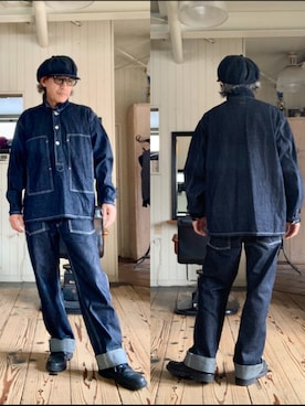 「HOUSTON（ヒューストン）のアイテム」を使った、86yamaさん（メンズ・172cm）の夏コーディネート