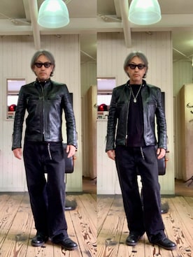 「アイテム（スリッポン）」を使った、86yamaさん（メンズ・172cm）の秋コーディネート