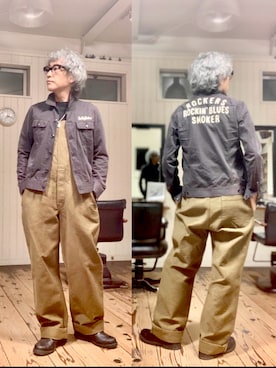 「アイテム（サロペット/オーバーオール）」を使った、86yamaさん（メンズ・172cm）の秋コーディネート