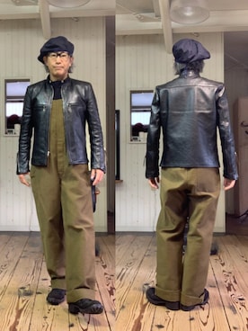 「アイテム（サロペット/オーバーオール）」を使った、86yamaさん（メンズ・172cm）の秋コーディネート