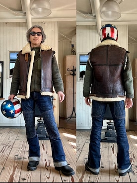 「MILITARY（ミリタリー）のアイテム」を使った、86yamaさん（メンズ・172cm）の春コーディネート