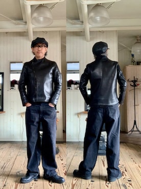「アイテム（キャスケット）」を使った、86yamaさん（メンズ・172cm）の秋コーディネート