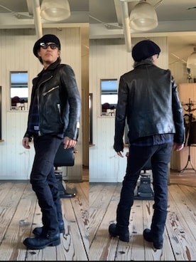 「アイテム（ブーツ）」を使った、86yamaさん（メンズ・172cm）の冬コーディネート