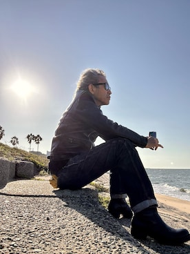 「アイテム（ライダースジャケット）」を使った、86yamaさん（メンズ・172cm）の秋コーディネート