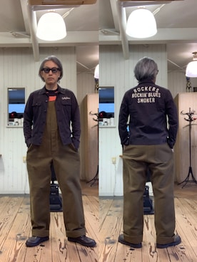 「アイテム（オールインワン・サロペット）」を使った、86yamaさん（メンズ・172cm）の秋コーディネート