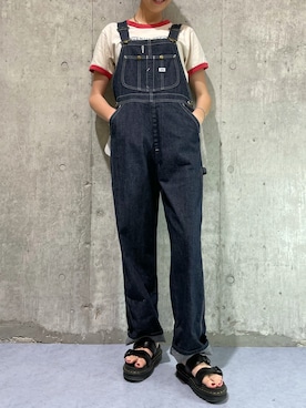 「アイテム（サロペット/オーバーオール）」を使った、RISAさん（レディース・174cm）の夏コーディネート