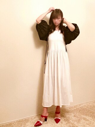 Zara ザラ の フリルワンピース 背中開き 白 ロングワンピース タイベルト付き ワンピース Wear