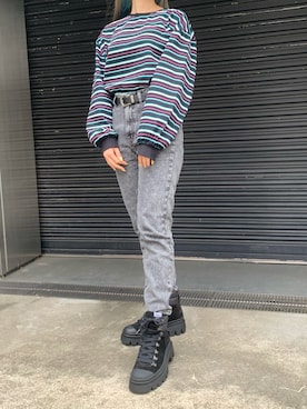 「ワークブーツ」｜AsHFさん（レディース・153cm）の秋コーディネート
