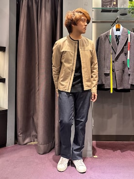「アイテム（ライダースジャケット）」を使った、kentaさん（メンズ・165cm）の秋コーディネート