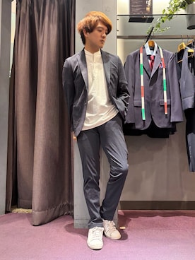 「ABAHOUSE（アバハウス）の【セットアップ対応/FLEX JACKET】 PE-wrinkle ワッシャージャケット /ストレッチ 吸水速乾 イージーケア（テーラードジャケット）」を使った、kentaさん（メンズ・165cm・30代）の夏コーディネート