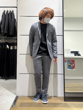 「ABAHOUSE GRAY（アバハウスグレイ）の【セットアップ対応】COOL DRYMAX ジャケット（Tailored jacket、グレー系）」を使った、kentaさん（メンズ・165cm）の春コーディネート