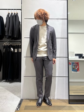 「ABAHOUSE GRAY（アバハウスグレイ）の【新型/セットアップ対応】ポンチ ジャケット / 4WAYストレッチ / ウォッシャブル（Tailored jacket、グレー系）」を使った、kentaさん（メンズ・165cm）の春コーディネート