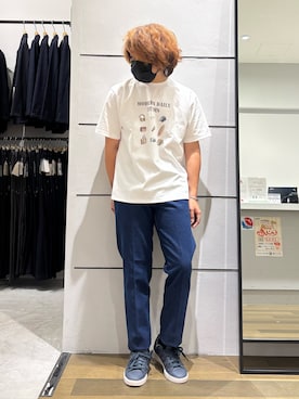「ABAHOUSE GRAY（アバハウスグレイ）の【ESSENTIALS】 半袖Tシャツ（T Shirts、グリーン系）」を使った、kentaさん（メンズ・165cm）の春コーディネート
