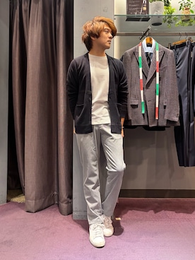 「アイテム（カーディガン/ボレロ）」を使った、kentaさん（メンズ・165cm・30代）の秋コーディネート