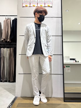 「アイテム（セットアップ、グレー系）」を使った、kentaさん（メンズ・165cm）の夏コーディネート
