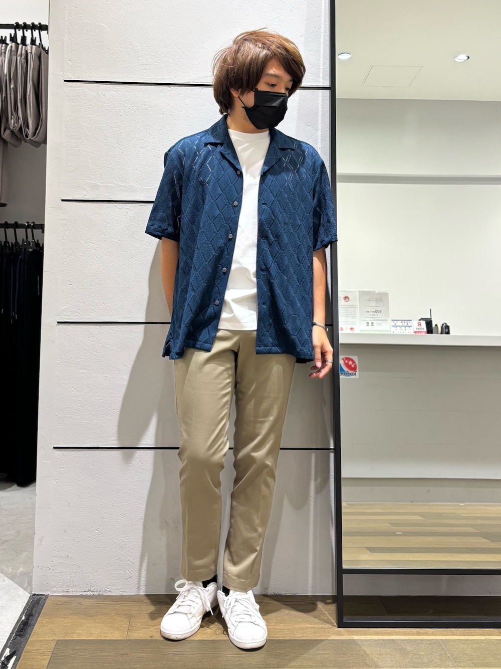kentaさんの「【AH ABAHOUSE】ダイヤ柄 シアーストレッチ 半袖シャツ（AH ABAHOUSE）」を使ったコーディネートの1枚目の写真