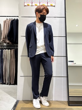 「オフィスカジュアル」｜「アイテム（セットアップ）」を使った、kentaさん（メンズ・165cm）の夏コーディネート