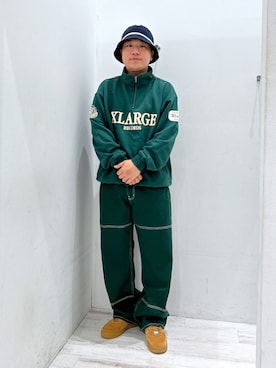 「XLARGE（エクストララージ）のCONTRAST STRIPE CRUSHER HAT（ハット、ブルー系）」を使った、田中翔太郎さん（メンズ・171cm）の秋コーディネート