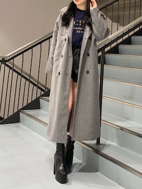 「EVRIS（エヴリス）のアイテム（チェスターコート）」を使った、林瑞季さん（レディース・159cm）の冬コーディネート