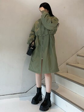 「EVRIS（エヴリス）のアイテム（MA-1）」を使った、林瑞季さん（レディース・159cm）の冬コーディネート