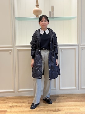 「アイテム（ダウンジャケット/コート、ブルー系）」を使った、ホッシーさん（レディース・155cm）の秋コーディネート