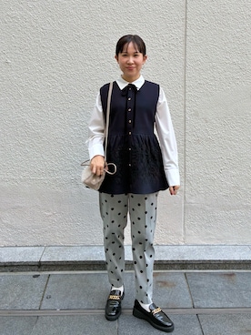 「ドットパンツ」｜ホッシーさん（レディース・155cm）の秋コーディネート