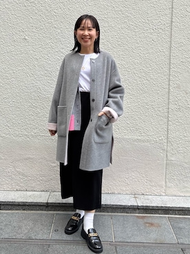 「アイテム（ノーカラーコート）」を使った、ホッシーさん（レディース・155cm）の秋コーディネート