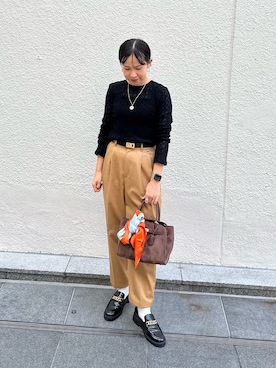 「アイテム（ストール/ショール）」を使った、ホッシーさん（レディース・155cm）の秋コーディネート