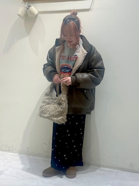 「ehka sopo（エヘカソポ）のムートン風シューズ（ブーツ）」を使った、ayuさん（レディース・150cm）の冬コーディネート