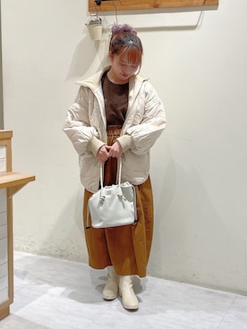 「Samansa Mos2 blue（サマンサモスモスブルー）のアイテム（ノーカラージャケット）」を使った、ayuさん（レディース・150cm）の秋コーディネート