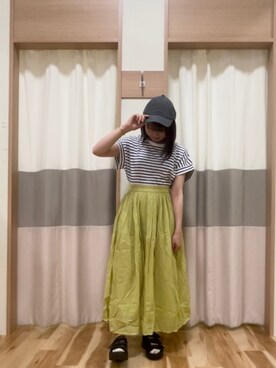「Samansa Mos2 blue（サマンサモスモスブルー）のアイテム（キャップ）」を使った、ayuさん（レディース・150cm）の夏コーディネート
