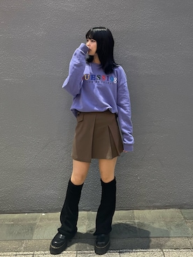 「Guess（ゲス）のアイテム（スウェット）」を使った、fmnさん（レディース・157cm）の冬コーディネート