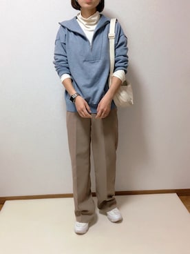 「30代ファッション」｜「アイテム（スラックス）」を使った、saikaさん（レディース・159cm）の冬コーディネート