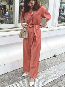 Ameri（アメリ）の「MEDI DESIGN COLLAR JUMPSUIT（つなぎ