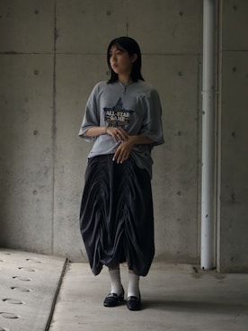 「アイテム（ブレスレット）」を使った、オトネさん（レディース・166cm）の夏コーディネート