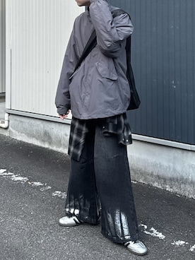 「アイテム（ブルゾン、グレー系）」を使った、Hiromuさん（メンズ・180cm）の秋コーディネート