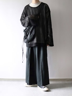 「Utusiyo（ウツシヨ）のアイテム（Tシャツ/カットソー）」を使った、Hiromuさん（メンズ・180cm）の冬コーディネート