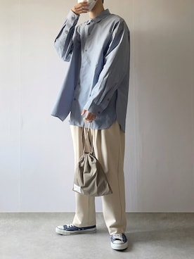 「アイテム（スウェットパンツ、ホワイト系）」を使った、Hiromuさん（メンズ・180cm）の春コーディネート