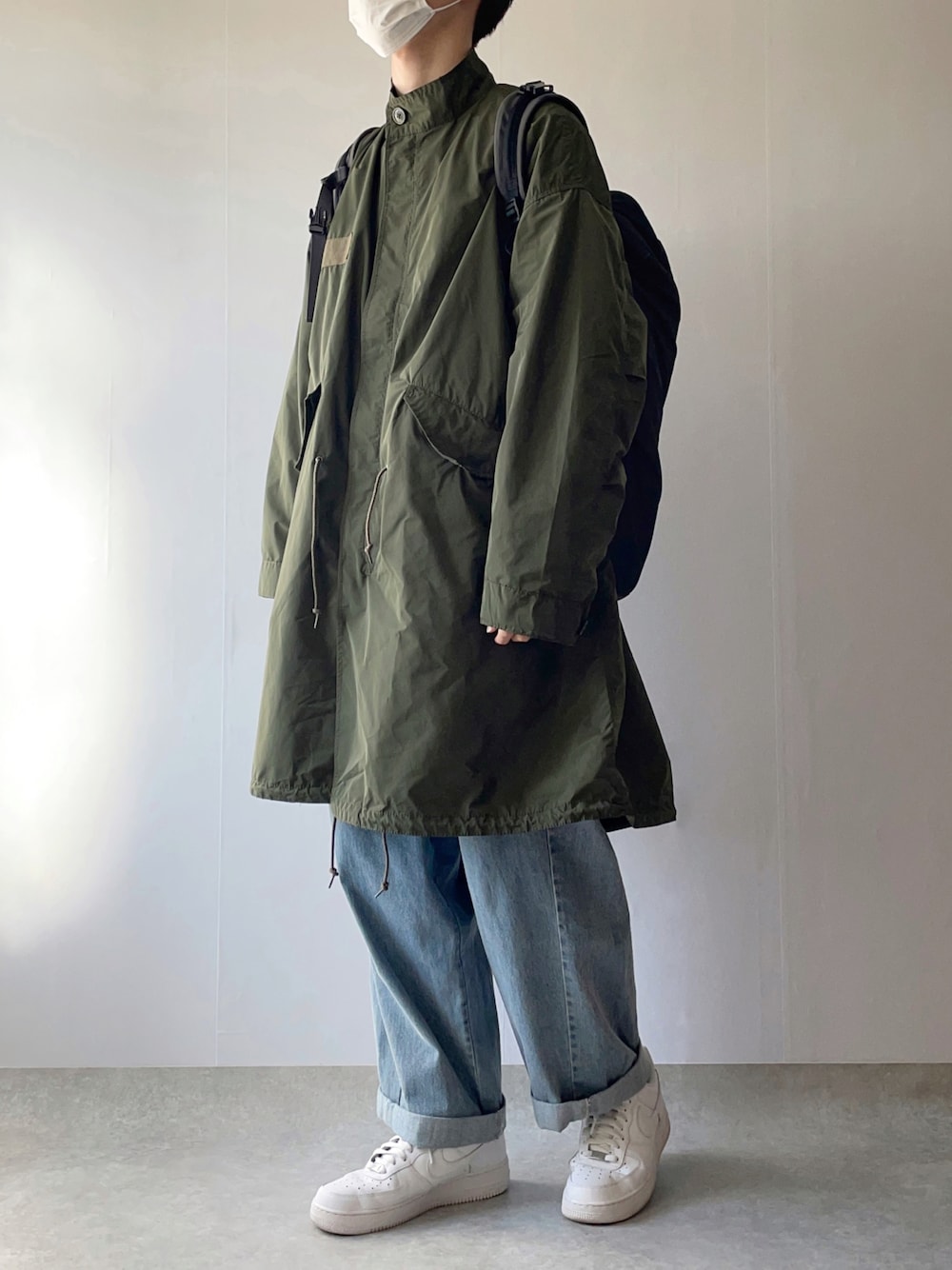 「シンプル、キレイめ、ゆったり、着回し、大学生」｜「coenの【ユニセックス】［洗える］撥水M-65TYPE モッズコート（WEB限定カラー）（モッズコート、グリーン系）」を使った、Hiromuさん（メンズ・180cm）の冬コーディネートの1枚目の写真