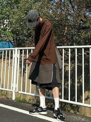 UNISEX》Side Zip Layering Wide Short Pants/サイドジップレイヤ