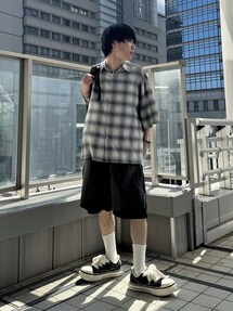 UNISEX》Side Zip Layering Wide Short Pants/サイドジップ