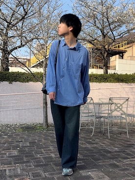 「Graphpaper（グラフペーパー）のアイテム（トップス）」を使った、Hiromuさん（メンズ・180cm）の春コーディネート
