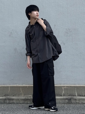 「WYM LIDNM（ウィム バイ リドム）の【WYM LIDNM】TENCEL RELAX WIDE SHIRT（シャツ/ブラウス、グレー系）」を使った、Hiromuさん（メンズ・180cm）の夏コーディネート