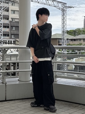 「RUUBON（ルーボン）の【RUUBON】airy layered tank top / エアリーレイヤードタンクトップ（タンクトップ、ホワイト系）」を使った、Hiromuさん（メンズ・180cm）の春コーディネート