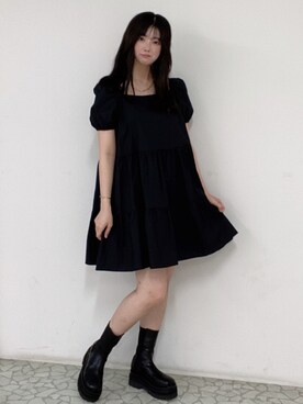 「SPINNS（スピンズ）のアイテム（ワンピース）」を使った、ﾒｸﾞﾐさん（レディース・159cm）の夏コーディネート