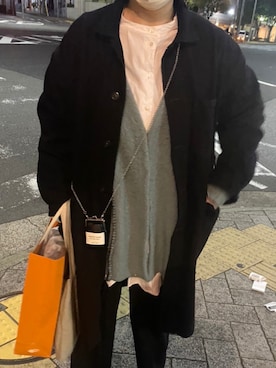 「ニットカーディガン」｜「アイテム（財布/小物）」を使った、hinさん（レディース・169cm）の冬コーディネート